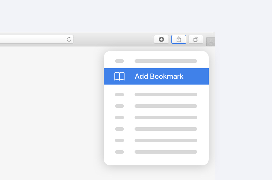 Add bookmark in Safari