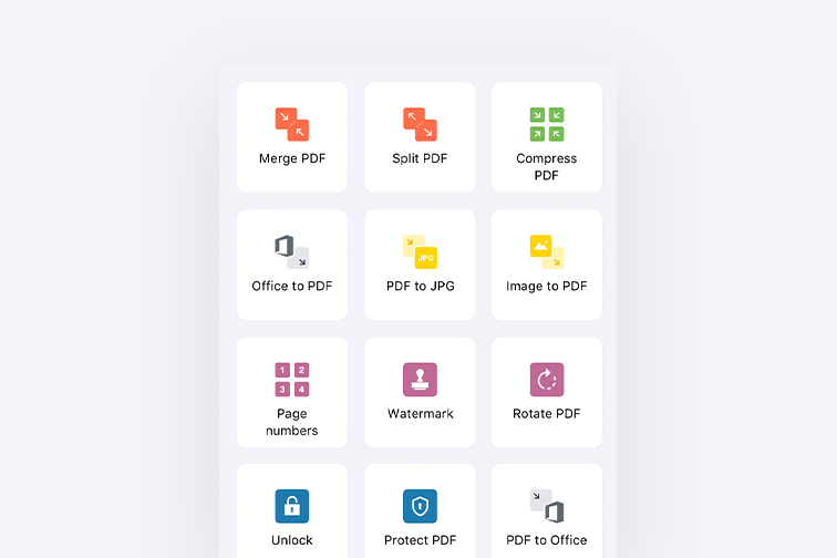iLovePDF iOS tool grid after redesign