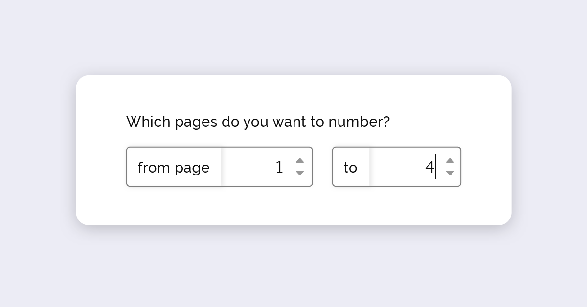 Select page range to number PDF