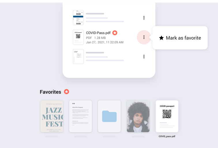 Mark your COVID passport as a favorite in your mobile app file manager