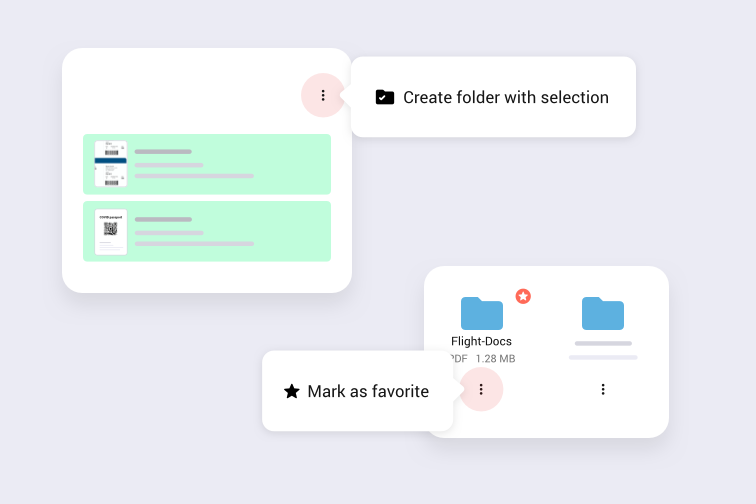 Create a folder for travel documents and mark as favorite on your smartphone
