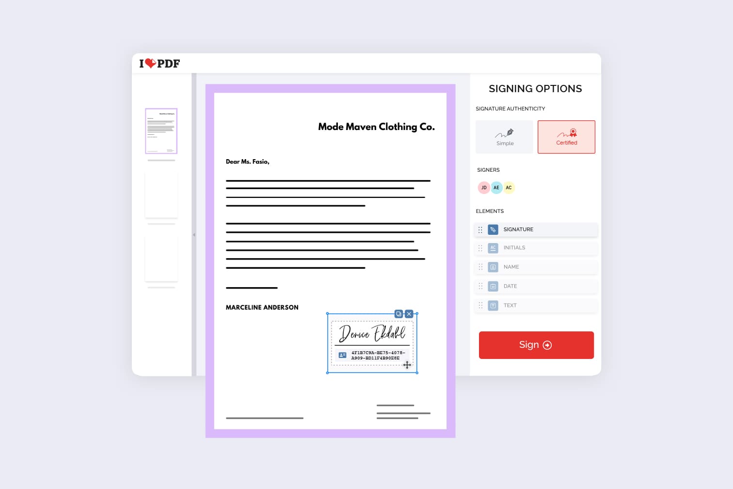 Sign employment contracts remotely using an electronic signature service