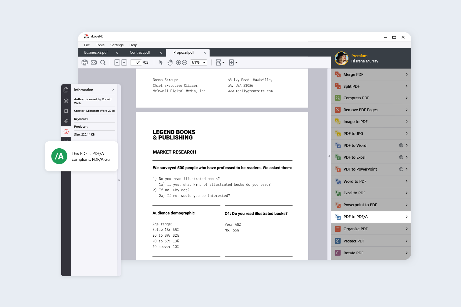 Check that a PDF file is PDF-A compliant using a PDF-A validator